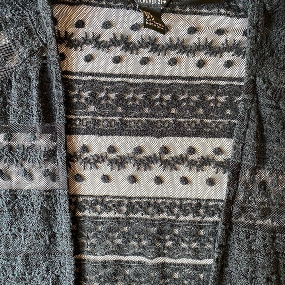 Forever 21 Black Sheer Boho Lace Cardigan Size Medium - Picture 3 of 10